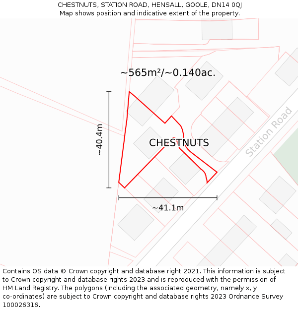CHESTNUTS, STATION ROAD, HENSALL, GOOLE, DN14 0QJ: Plot and title map