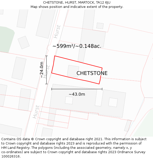CHETSTONE, HURST, MARTOCK, TA12 6JU: Plot and title map