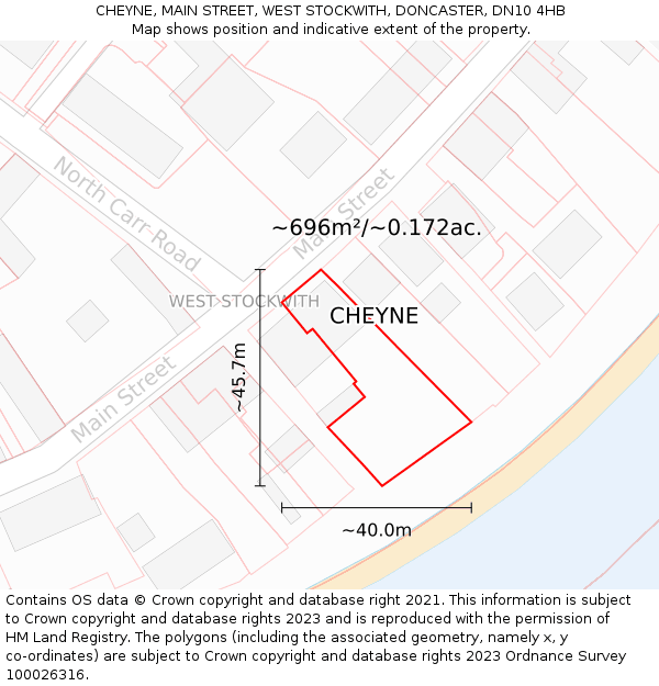 CHEYNE, MAIN STREET, WEST STOCKWITH, DONCASTER, DN10 4HB: Plot and title map