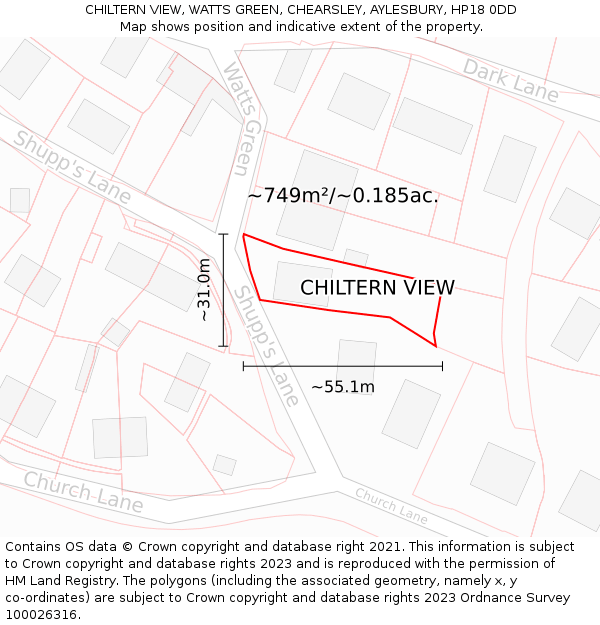 CHILTERN VIEW, WATTS GREEN, CHEARSLEY, AYLESBURY, HP18 0DD: Plot and title map