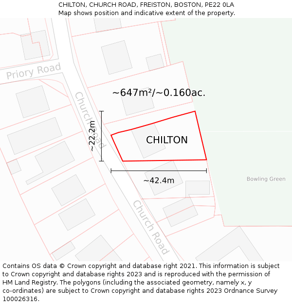 CHILTON, CHURCH ROAD, FREISTON, BOSTON, PE22 0LA: Plot and title map