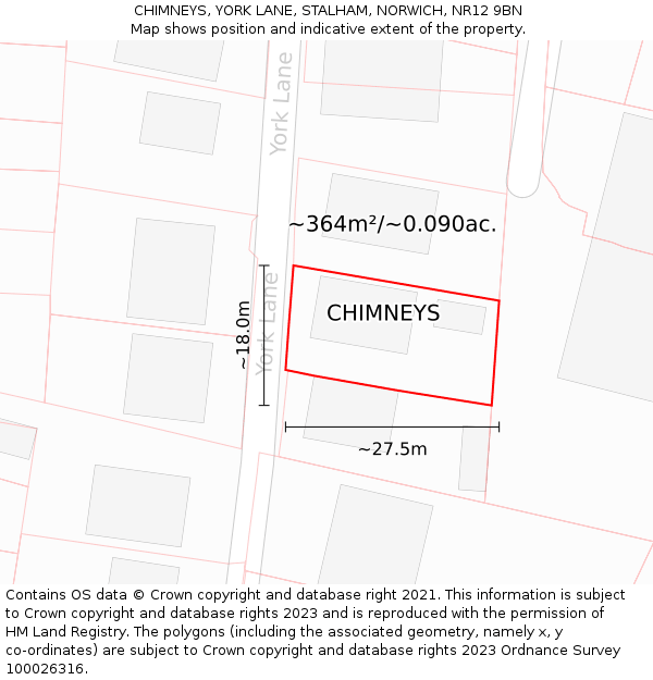 CHIMNEYS, YORK LANE, STALHAM, NORWICH, NR12 9BN: Plot and title map