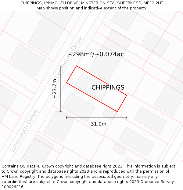 CHIPPINGS, LYNMOUTH DRIVE, MINSTER ON SEA, SHEERNESS, ME12 2HT: Plot and title map