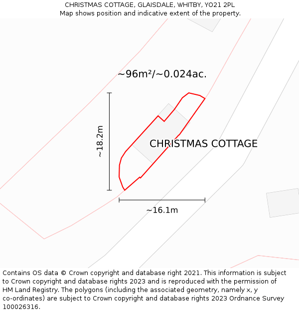 CHRISTMAS COTTAGE, GLAISDALE, WHITBY, YO21 2PL: Plot and title map