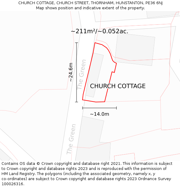 CHURCH COTTAGE, CHURCH STREET, THORNHAM, HUNSTANTON, PE36 6NJ: Plot and title map