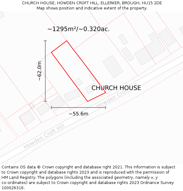 CHURCH HOUSE, HOWDEN CROFT HILL, ELLERKER, BROUGH, HU15 2DE: Plot and title map