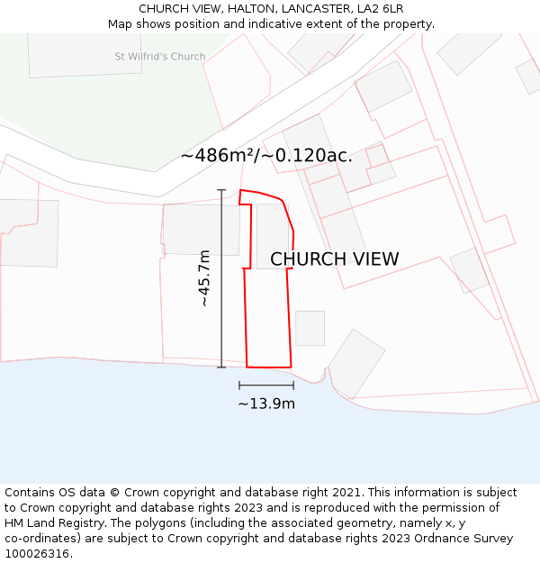 CHURCH VIEW, HALTON, LANCASTER, LA2 6LR: Plot and title map