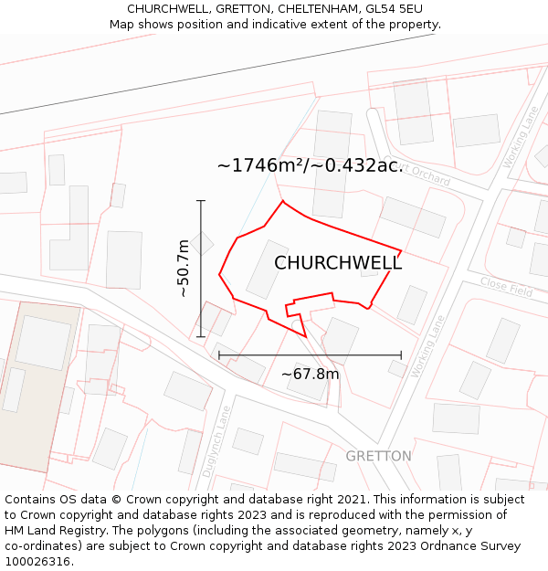 CHURCHWELL, GRETTON, CHELTENHAM, GL54 5EU: Plot and title map