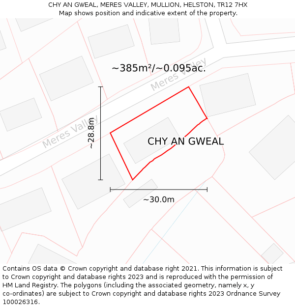 CHY AN GWEAL, MERES VALLEY, MULLION, HELSTON, TR12 7HX: Plot and title map