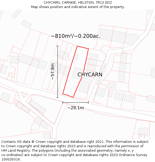 CHYCARN, CARNKIE, HELSTON, TR13 0DZ: Plot and title map