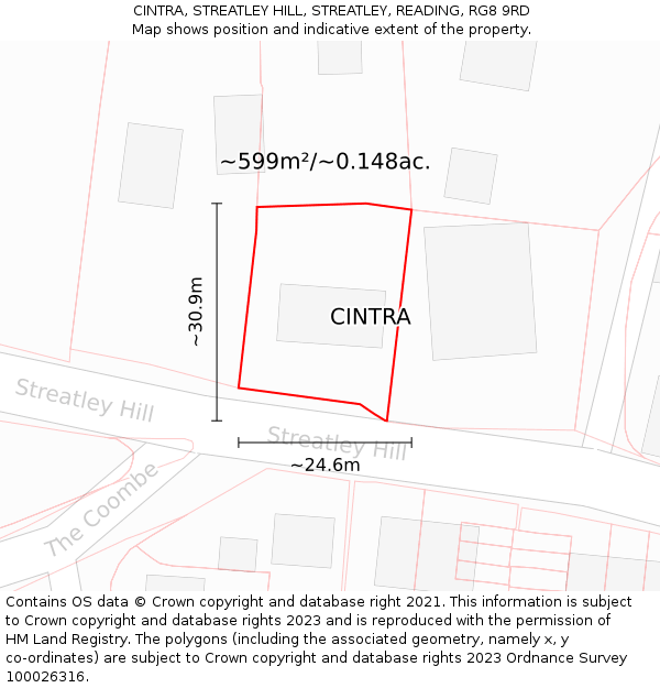 CINTRA, STREATLEY HILL, STREATLEY, READING, RG8 9RD: Plot and title map