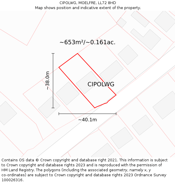 CIPOLWG, MOELFRE, LL72 8HD: Plot and title map