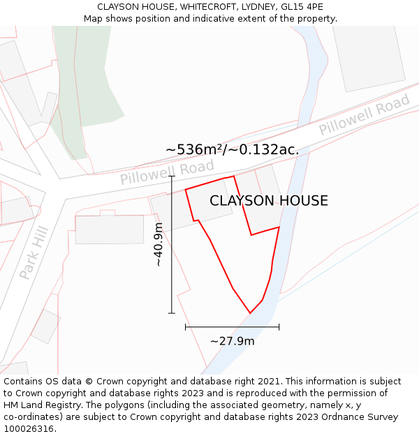 CLAYSON HOUSE, WHITECROFT, LYDNEY, GL15 4PE: Plot and title map