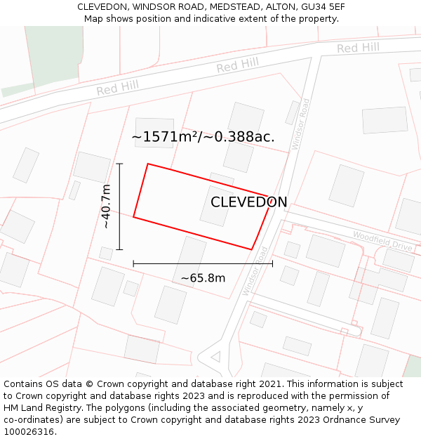 CLEVEDON, WINDSOR ROAD, MEDSTEAD, ALTON, GU34 5EF: Plot and title map