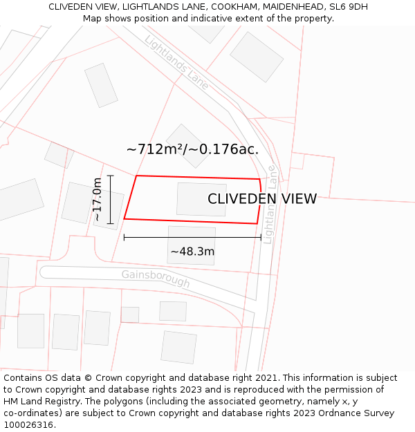 CLIVEDEN VIEW, LIGHTLANDS LANE, COOKHAM, MAIDENHEAD, SL6 9DH: Plot and title map