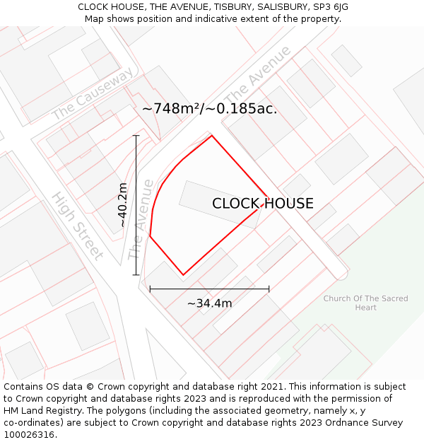 CLOCK HOUSE, THE AVENUE, TISBURY, SALISBURY, SP3 6JG: Plot and title map
