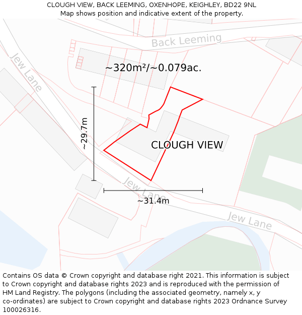 CLOUGH VIEW, BACK LEEMING, OXENHOPE, KEIGHLEY, BD22 9NL: Plot and title map