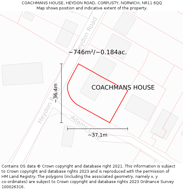 COACHMANS HOUSE, HEYDON ROAD, CORPUSTY, NORWICH, NR11 6QQ: Plot and title map