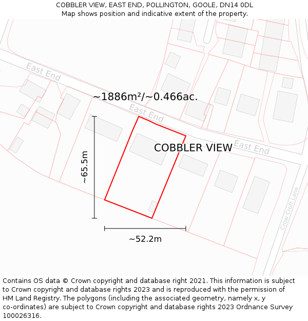 COBBLER VIEW, EAST END, POLLINGTON, GOOLE, DN14 0DL: Plot and title map