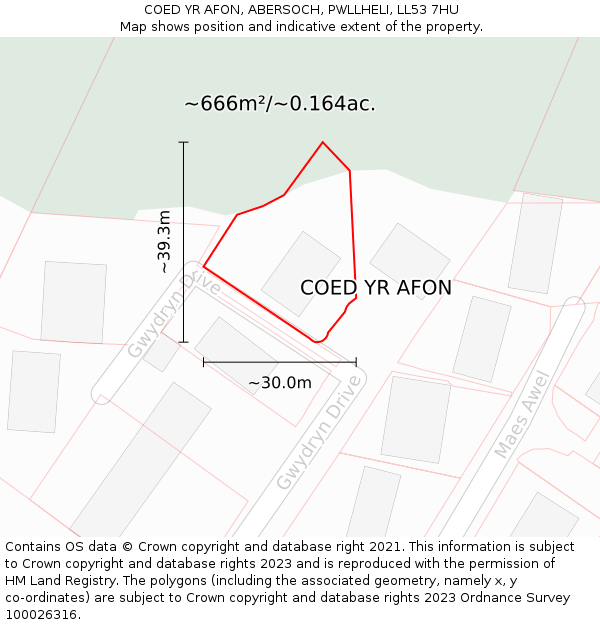 COED YR AFON, ABERSOCH, PWLLHELI, LL53 7HU: Plot and title map