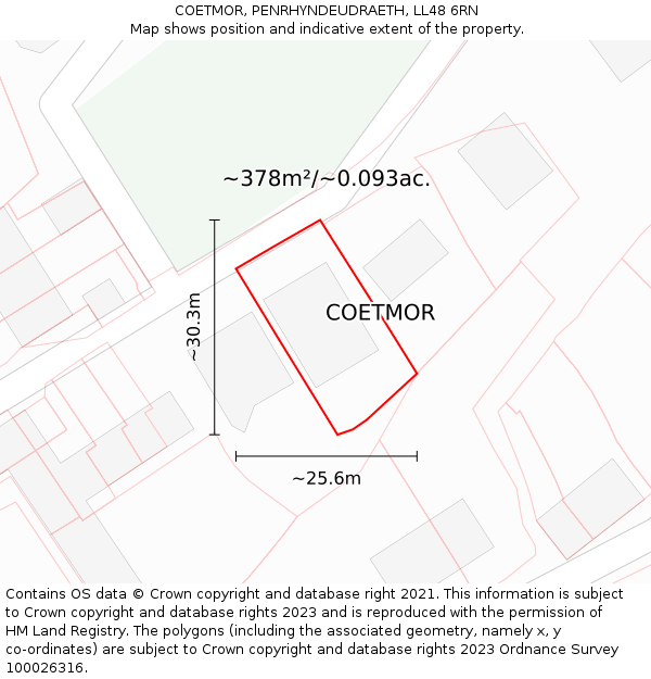 COETMOR, PENRHYNDEUDRAETH, LL48 6RN: Plot and title map