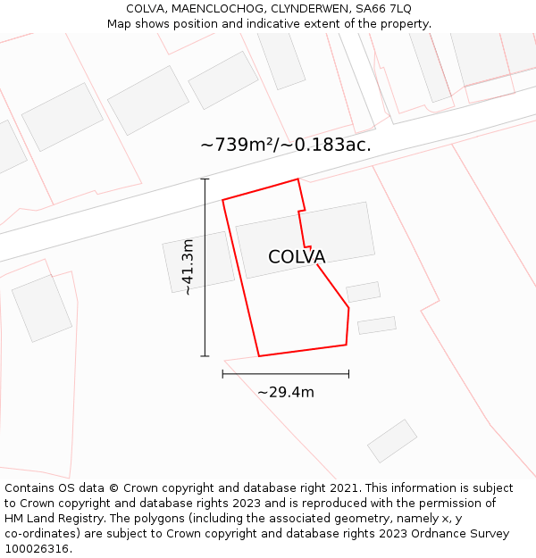 COLVA, MAENCLOCHOG, CLYNDERWEN, SA66 7LQ: Plot and title map