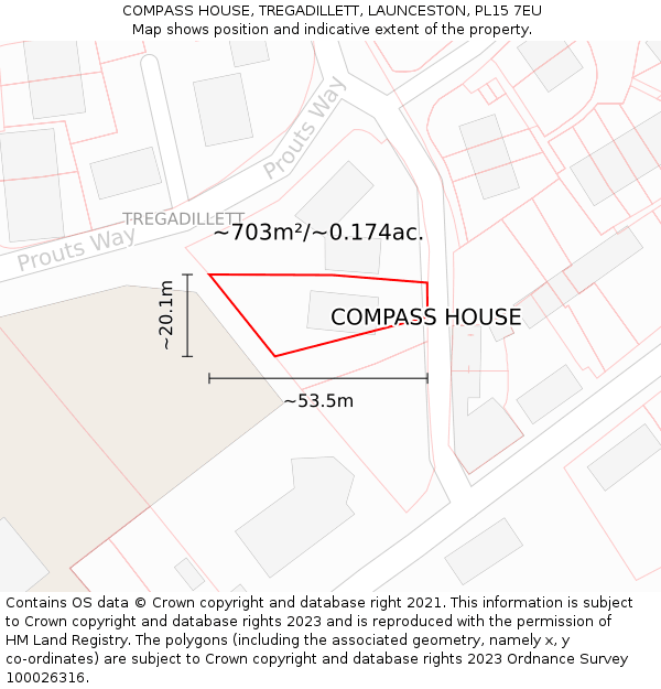COMPASS HOUSE, TREGADILLETT, LAUNCESTON, PL15 7EU: Plot and title map