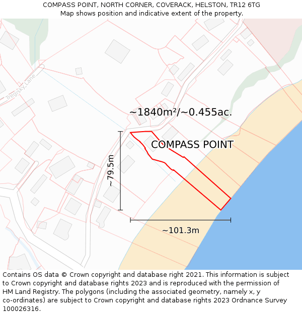 COMPASS POINT, NORTH CORNER, COVERACK, HELSTON, TR12 6TG: Plot and title map