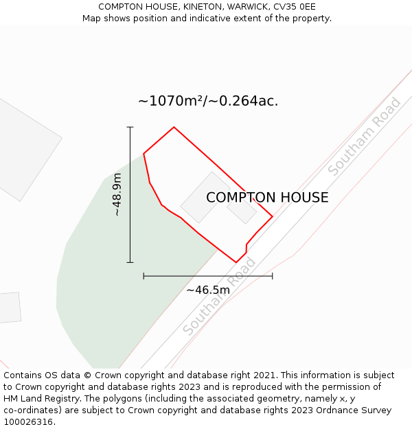 COMPTON HOUSE, KINETON, WARWICK, CV35 0EE: Plot and title map