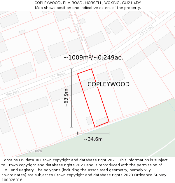 COPLEYWOOD, ELM ROAD, HORSELL, WOKING, GU21 4DY: Plot and title map