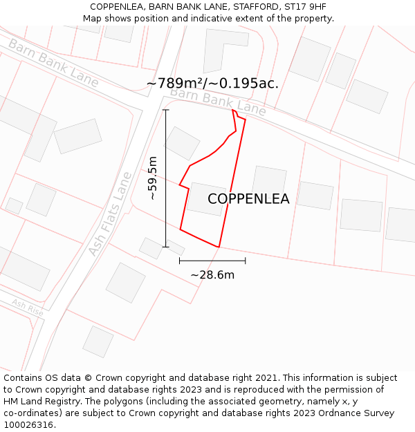 COPPENLEA, BARN BANK LANE, STAFFORD, ST17 9HF: Plot and title map