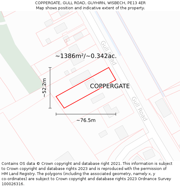 COPPERGATE, GULL ROAD, GUYHIRN, WISBECH, PE13 4ER: Plot and title map