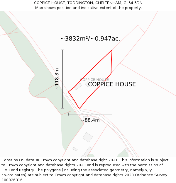 COPPICE HOUSE, TODDINGTON, CHELTENHAM, GL54 5DN: Plot and title map