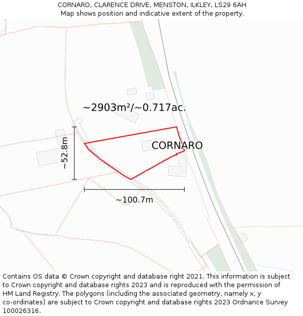 CORNARO, CLARENCE DRIVE, MENSTON, ILKLEY, LS29 6AH: Plot and title map