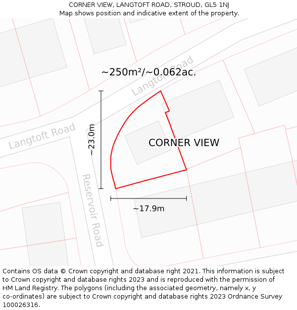 CORNER VIEW, LANGTOFT ROAD, STROUD, GL5 1NJ: Plot and title map