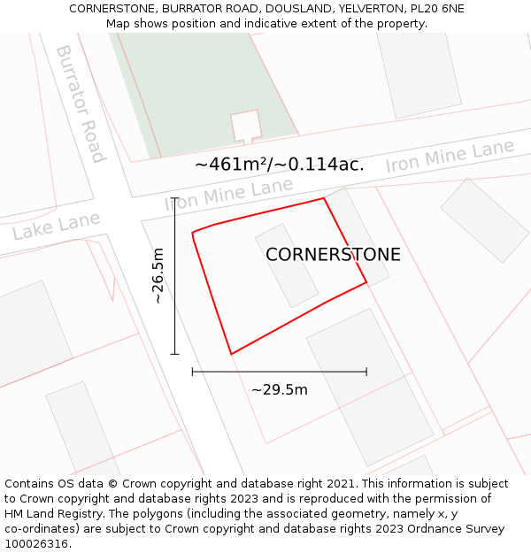 CORNERSTONE, BURRATOR ROAD, DOUSLAND, YELVERTON, PL20 6NE: Plot and title map