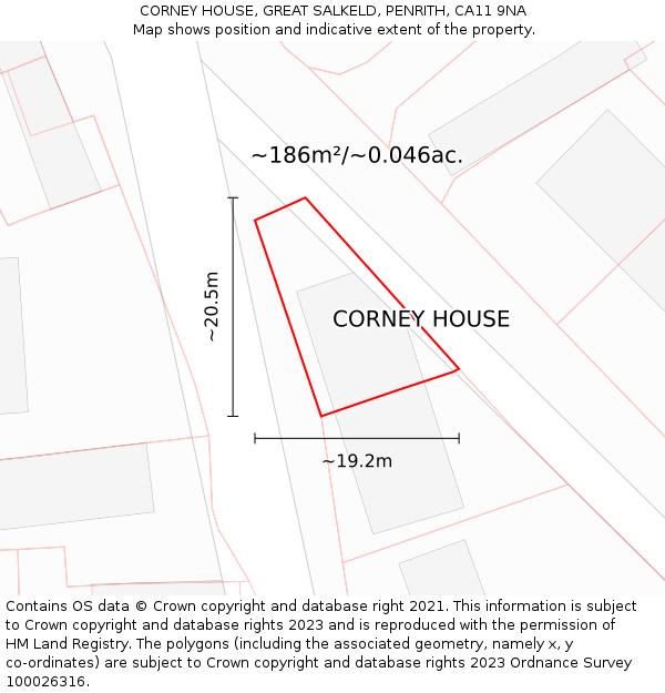 CORNEY HOUSE, GREAT SALKELD, PENRITH, CA11 9NA: Plot and title map