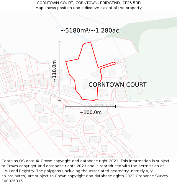 CORNTOWN COURT, CORNTOWN, BRIDGEND, CF35 5BB: Plot and title map