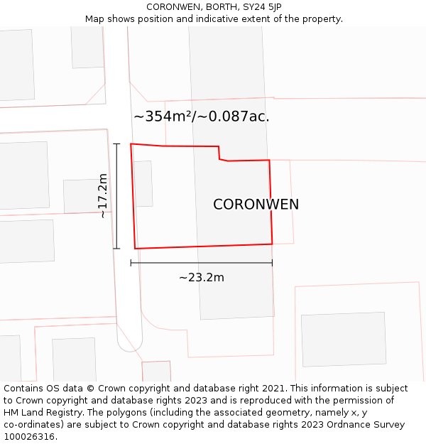 CORONWEN, BORTH, SY24 5JP: Plot and title map