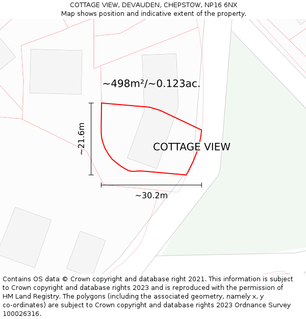 COTTAGE VIEW, DEVAUDEN, CHEPSTOW, NP16 6NX: Plot and title map