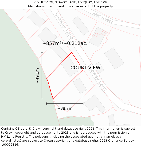COURT VIEW, SEAWAY LANE, TORQUAY, TQ2 6PW: Plot and title map