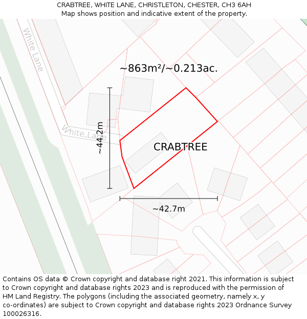 CRABTREE, WHITE LANE, CHRISTLETON, CHESTER, CH3 6AH: Plot and title map