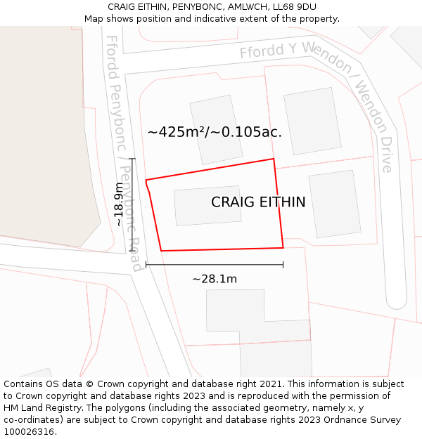 CRAIG EITHIN, PENYBONC, AMLWCH, LL68 9DU: Plot and title map