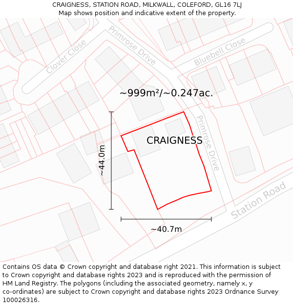 CRAIGNESS, STATION ROAD, MILKWALL, COLEFORD, GL16 7LJ: Plot and title map