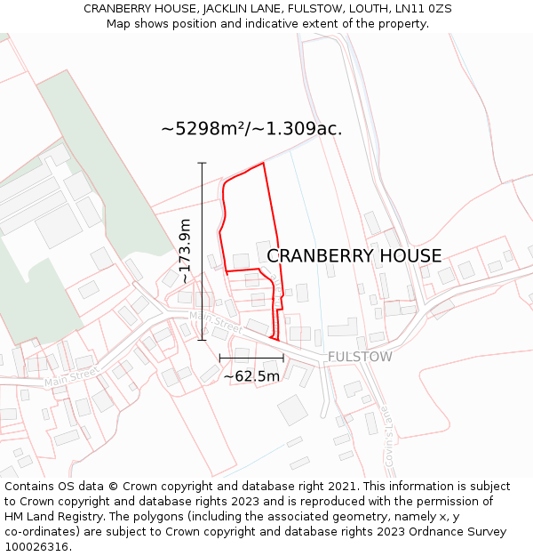 CRANBERRY HOUSE, JACKLIN LANE, FULSTOW, LOUTH, LN11 0ZS: Plot and title map