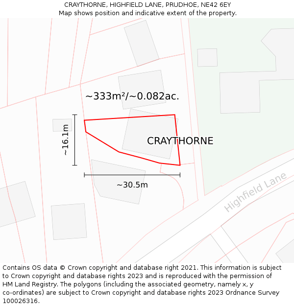 CRAYTHORNE, HIGHFIELD LANE, PRUDHOE, NE42 6EY: Plot and title map
