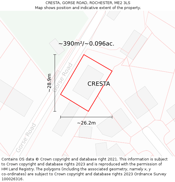 CRESTA, GORSE ROAD, ROCHESTER, ME2 3LS: Plot and title map