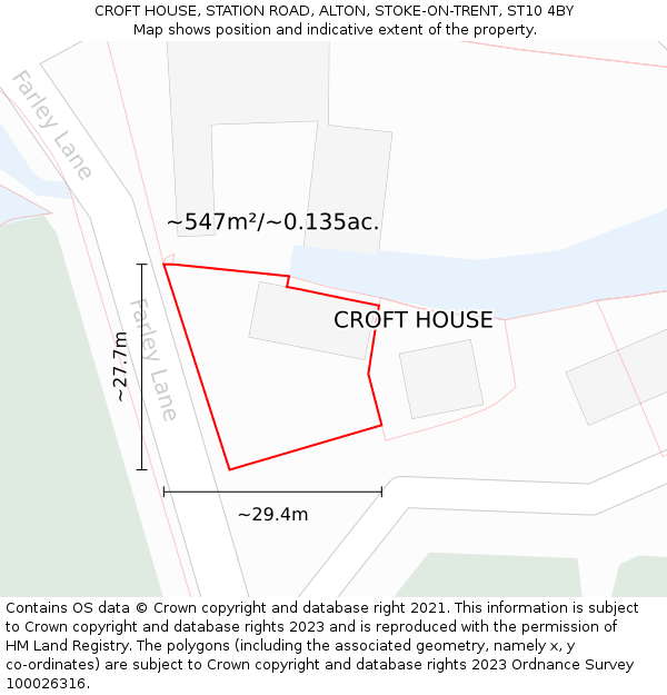 CROFT HOUSE, STATION ROAD, ALTON, STOKE-ON-TRENT, ST10 4BY: Plot and title map