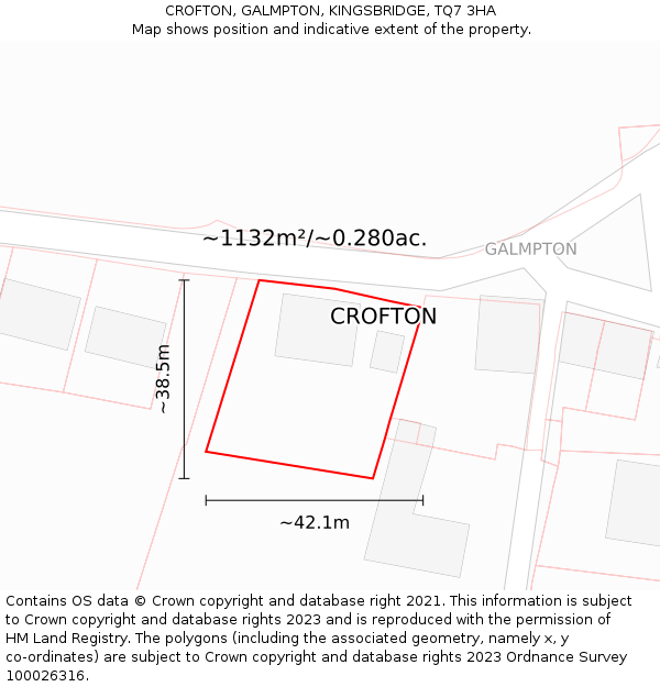 CROFTON, GALMPTON, KINGSBRIDGE, TQ7 3HA: Plot and title map