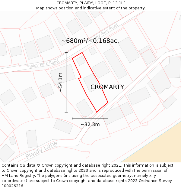 CROMARTY, PLAIDY, LOOE, PL13 1LF: Plot and title map